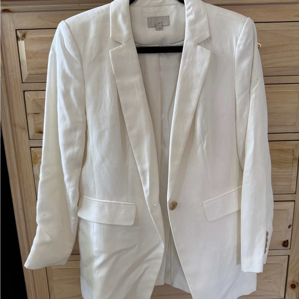 LOFT White Blazer Tailored Fit Professional Style
